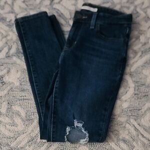 Levi's Dark Blue Distressed Skinny Jeans
